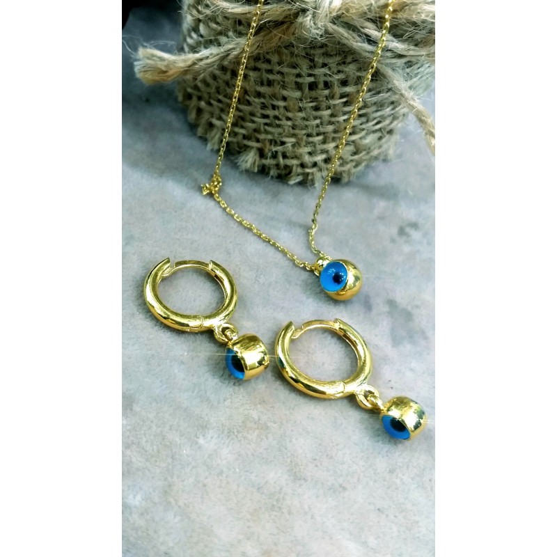 NAZAR BONCUKLU KÜPE KOLYE SET